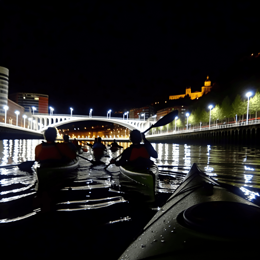 Tour nocturno en kayak por Bilbao